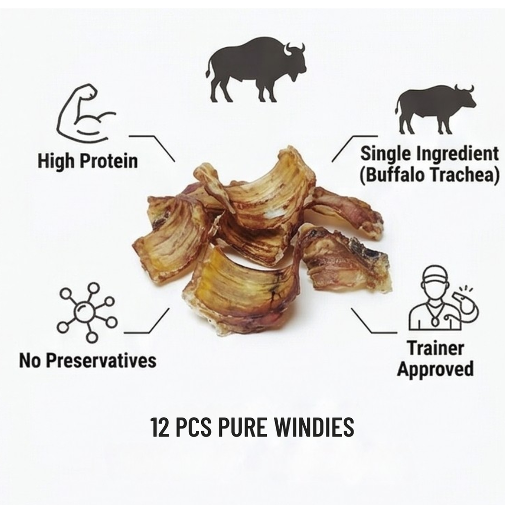 Ricky’s Pet Kitchen Buffalo Trachea Extra Small Dog Chews – Dehydrated, Single Ingredient, No Preservatives (Pack of 12) (Extra Small)