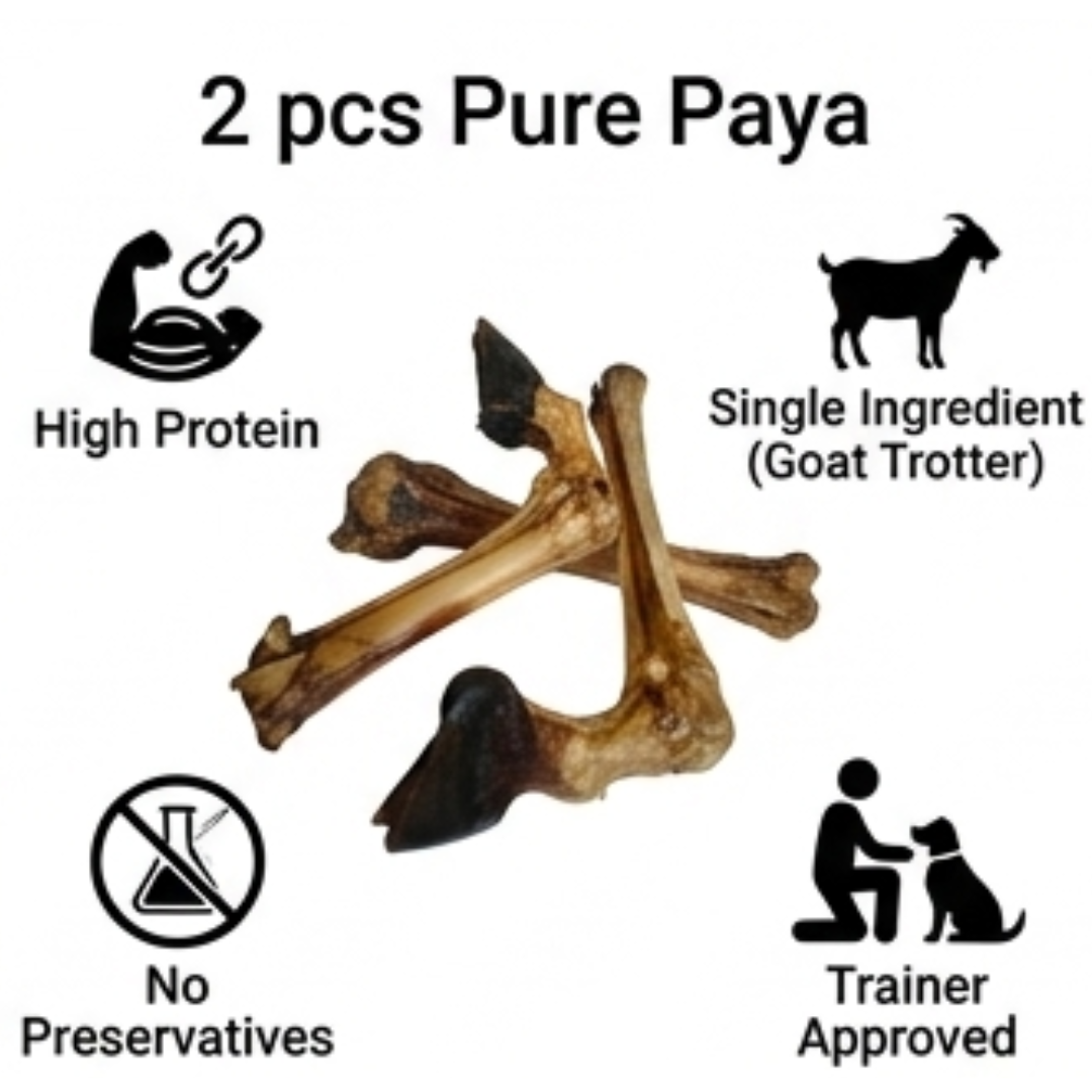 Ricky's Pet Kitchen PAYA Dehydrated Goat Trotter Dog Chews, Single Ingredient, No Preservatives, 2 Pieces