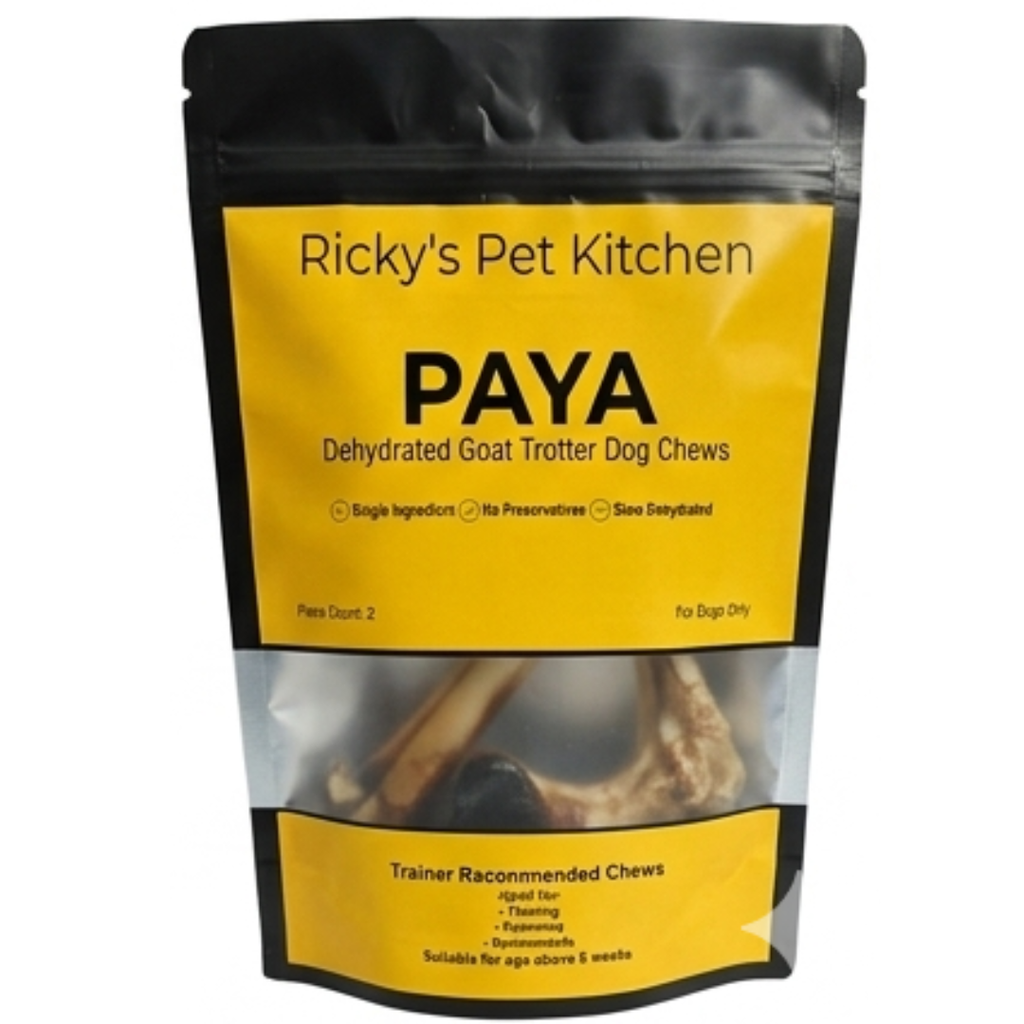 Ricky's Pet Kitchen PAYA Dehydrated Goat Trotter Dog Chews, Single Ingredient, No Preservatives, 2 Pieces